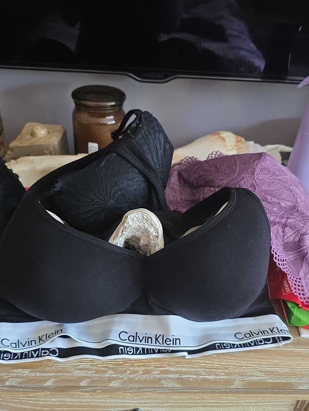 Calvin Klein Black Wireless Padded Bralette with Logo Band